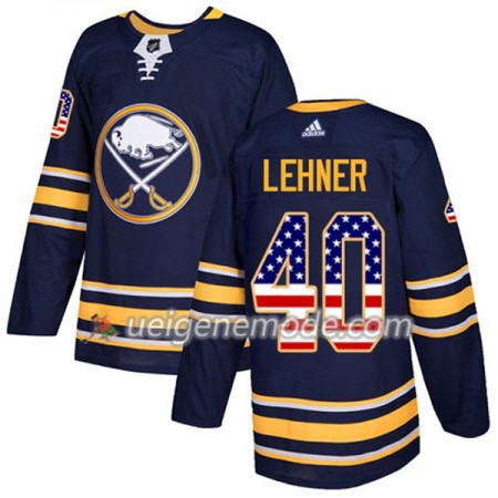 Herren Eishockey Buffalo Sabres Trikot Robin Lehner 40 Adidas 2017-2018 Marineblau USA Flag Fashion Authentic